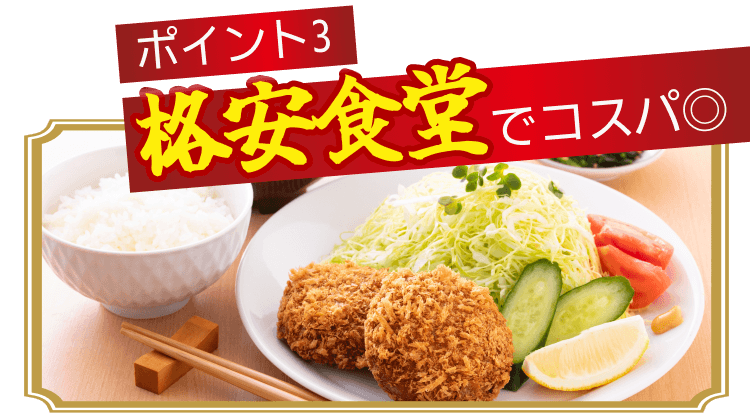 ポイント3
格安食堂でコスパ◎